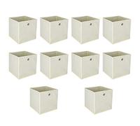 BALLSHOP Lot de 4/8/10/12 Cubes de Rangement, bacs cubiques de rangement pliables, pour Jouets, Vêtements, Chambre d'enfant - 32 x 32 x 32 cm/Beige/Gris/Noir (Lot de 10 Beige)