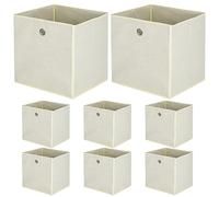 BALLSHOP Lot de 4/8/10/12 Cubes de Rangement, bacs cubiques de rangement pliables, pour Jouets, Vêtements, Chambre d'enfant - 32 x 32 x 32 cm/Beige/Gris/Noir (Lot de 8 Beige)