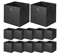 BALLSHOP Lot de 4/8/10/12 Cubes de Rangement, bacs cubiques de rangement pliables, pour Jouets, Vêtements, Chambre d'enfant - 32 x 32 x 32 cm/Beige/Gris/Noir (Lot de 12 Noir)