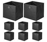 BALLSHOP Lot de 4/8/10/12 Cubes de Rangement, bacs cubiques de rangement pliables, pour Jouets, Vêtements, Chambre d'enfant - 32 x 32 x 32 cm/Beige/Gris/Noir (Lot de 8 Noir)