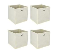 BALLSHOP Lot de 4/8/10/12 Cubes de Rangement, bacs cubiques de rangement pliables, pour Jouets, Vêtements, Chambre d'enfant - 32 x 32 x 32 cm/Beige/Gris/Noir (Lot de 4 Beige)