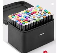 BALLSHOP Marker Feutre a Alcool 80/100/168 Couleurs Marqueurs pour Artistes et Débutants Idéal pour Coloriage Adulte Peinture et Dessin Animé (100 Couleurs)