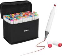 BALLSHOP Marker Feutre a Alcool 80/100/168 Couleurs Marqueurs pour Artistes et Débutants Idéal pour Coloriage Adulte Peinture et Dessin Animé (80 Couleurs Blanc)
