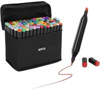 BALLSHOP Marker Feutre a Alcool 80/100/168 Couleurs Marqueurs pour Artistes et Débutants Idéal pour Coloriage Adulte Peinture et Dessin Animé (80 Couleurs Noir)