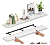 Ballucci Lot de 2 étagères murales flottantes en bois de 152,4 cm avec supports invisibles pour salle de bain, salon, chambre à coucher, cuisine, chambre d'enfant, 20,3 cm de profondeur, blanc