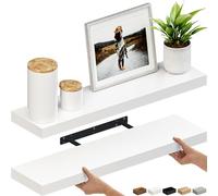 Ballucci Lot de 2 étagères murales flottantes en bois de 91,4 cm, avec supports invisibles pour salle de bain, salon, chambre à coucher, cuisine, chambre d'enfant, 15,2 cm de profondeur, blanc