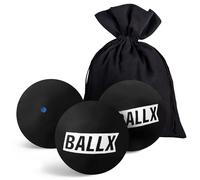 BallX® XS2000 Lot de 3 balles de squash à point bleu - Extra rapides pour débutants - Balle avec taille de compétition - Longue durée de vie - Avec sacs en coton - Jeu de squash