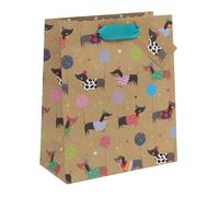 Ballyhoo Sac cadeau Happy Birthday en papier kraft Motif chien saucisse Multicolore 25,3 x 21,5 x 10,2 mm