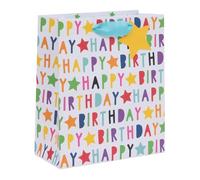 Ballyhoo Sac cadeau Happy Birthday - Format moyen - Texte lumineux - 25,3 x 21,5 x 10,2 mm - Multicolore