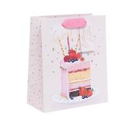 Ballyhoo Sac cadeau Happy Birthday - Tranche de gâteau d'anniversaire - Multicolore - 25,3 x 21,5 x 10,2 mm