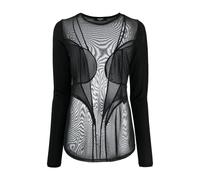 Balmain - Blouse Mesh Mix en Noir - Femme - Tops - Noir - Taille: 38 FR