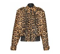 Balmain - Bomber en cuir façon pony imprimé motif léopard - Femme - Vestes - Brun - Taille: 38 FR