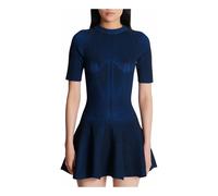 Balmain - Courte robe trapèze en maille - Femme - Robes - Bleu - Taille: 40 FR