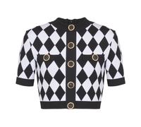 Balmain - Diamond jacquard knit top - Femme - Pulls - Noir - Taille: 36 FR