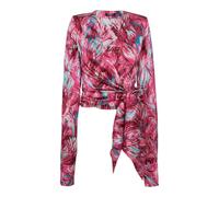 Balmain - Feather print satin wrap blouse - Femme - Blouses et Chemises - Rose - Taille: 34 FR