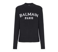 Balmain, Femme, Pulls, Noir, Taille: 42 FR SweaT-shirt Classique avec Imprimé Paris