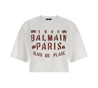 Balmain, Femme, Tops, Blanc, Taille: 36 FR T-shirt avec imprimé Plage