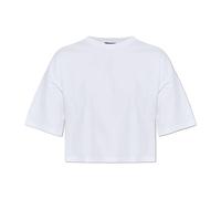 Balmain, Femme, Tops, Blanc, Taille: 36 FR T-Shirt avec Logo Brodé