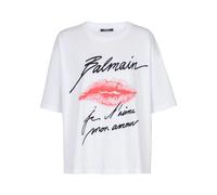 Balmain, Femme, Tops, Blanc, Taille: 38 FR T-shirt blanc avec impression Kiss