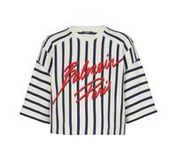 Balmain, Femme, Tops, Blanc, Taille: 46 FR T-shirt rayé Baseball
