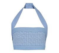 Balmain, Femme, Tops, Bleu, Taille: 40 FR Top dos nu en maille avec monogramme PB Labyrinth