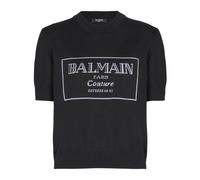 Balmain, Femme, Tops, Noir, Taille: 34 FR Top bicolore en maille Couture