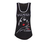 Balmain, Femme, Tops, Noir, Taille: 36 FR Débardeur fuide foqué Bamain Beauty