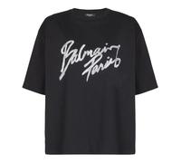 Balmain, Femme, Tops, Noir, Taille: 40 FR T-shirt boxy avec imprimé Paris Brush