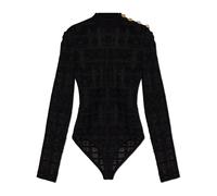 Balmain, Femme, Tops, Noir, Taille: 42 FR Bodysuit à Épaules Rembourrées