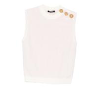 Balmain, Femme, Tops, Rose, Taille: 38 FR Top court en tweed avec boutons