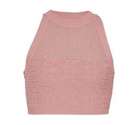 Balmain, Femme, Tops, Rose, Taille: 40 FR Haut Rose Tricoté à Motif Monogramme