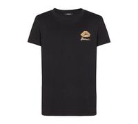 Balmain - Gold Kiss Print Logo T-shirt - Homme - Tops - Noir - Taille: S
