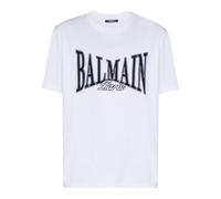 Balmain, Homme, Tops, Blanc, Taille: M T-shirt à manches courtes College floqué