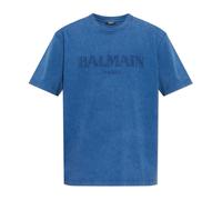 Balmain, Homme, Tops, Bleu, Taille: S T-shirt avec logo