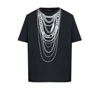 Balmain, Homme, Tops, Noir, Taille: XS T-shirt oversize avec imprimé chaîne