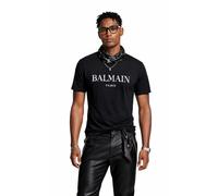 BALMAIN Paris Logo T-Shirt Droite En Coton Nouveau L