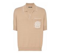 Balmain - Polo brodé Bamain Écusson en maie - Homme - Pulls - Beige - Taille: M