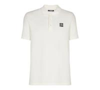 Balmain - Polo en coton brodé - Homme - Tops - Blanc - Taille: XL