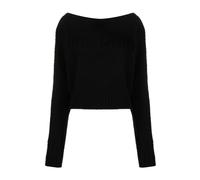 Balmain - Pull à épaules dénudées brossé - Femme - Pulls - Noir - Taille: 36 FR