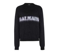 Balmain - Pull Rétro en Mohair Brossé - Homme - Pulls - Noir - Taille: XL