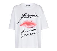 Balmain - T-shirt à manches courtes imprimé Kiss - Femme - Tops - Blanc - Taille: 38 FR