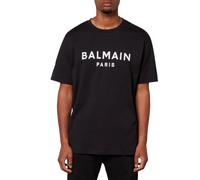 BALMAIN T-Shirt En Coton À Logo Flocké Coupe Droite Tee Top Paris Neuf XL