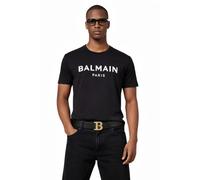 BALMAIN T-Shirt En Coton À Logo Flocké Coupe Droite Tee Top Paris Neuf XL