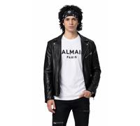 BALMAIN T-Shirt En Coton À Logo Flocké Coupe Droite Tee Top Paris XXL
