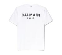 Balmain - T-shirt ras du cou avec logo imprimé - Homme - Tops - Blanc - Taille: S