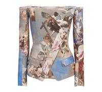 Balmain - Tailleur sans epaules en toile imprimee Sky - Femme - Vestes - Multicolore - Taille: 36 FR