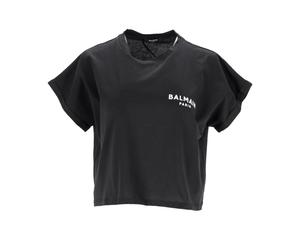 Balmain - Tee-shirt avec Logo en Coton Noir - Femme - Tops - Noir - Taille: 38 FR