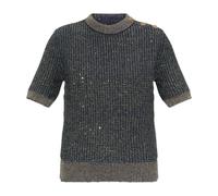 Balmain - Top à fil Lurex et Paillettes Scintillantes - Femme - Pulls - Bleu - Taille: 36 FR