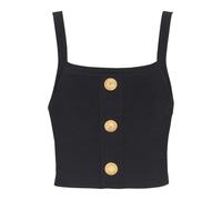 Balmain - Top brassière en maille avec boutons - Femme - Tops - Noir - Taille: 42 FR