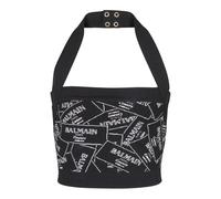 Balmain - Top dos-nu en maille à motif Étiquette - Femme - Tops - Noir - Taille: 34 FR